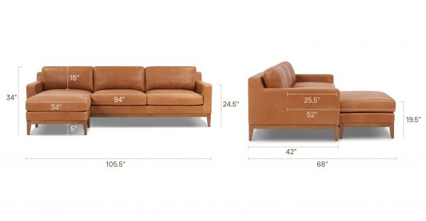 Zyon 105.5" Reversible Chaise Leather Sectional - Image 18